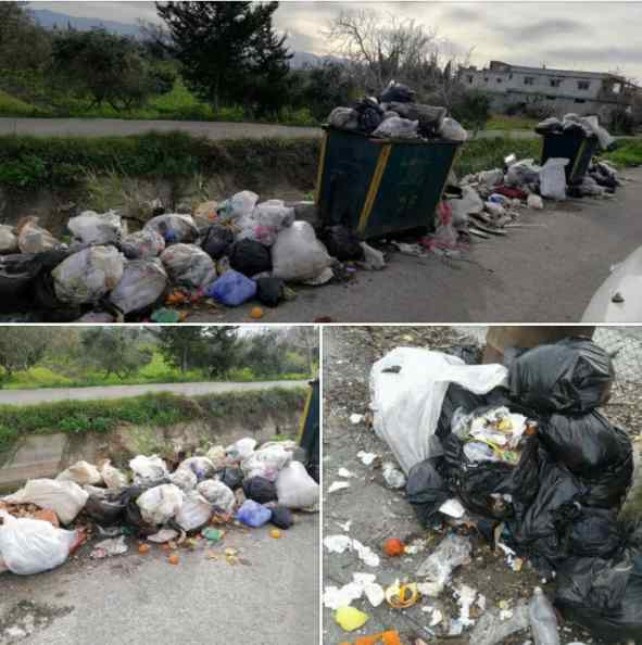 A January 2018 post from Ayn Shiqaq depicting over a month's worth of trash buildup.
