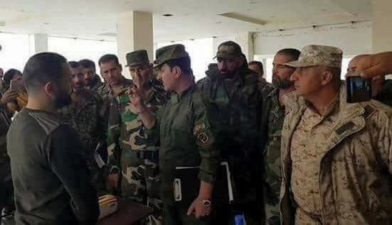 From right to left: Yunis Mohammad, Yusuf Shaheen, Suheil al-Hassan, Salah Saba’a, and Ali Mhna (Sahabat Regiment) in Deir Ez Zor.